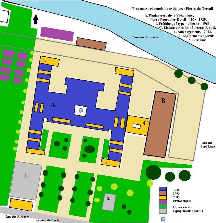 Immeuble à logements, dit phalanstère de la Viscamine puis colonie de vacances, actuellement lycée d’enseignement général Pierre-du-Terrail