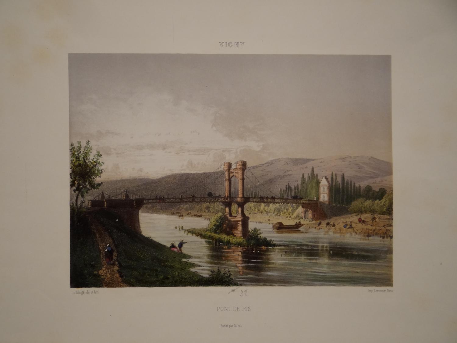 Lithographie d'Hubert Clerget - " Pont de Ris "