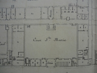 Plan du rez-de-chaussée, s.d. (détail de la cour Sainte-Marie). Plan AC Lyon. Fonds des HCL ; 2NP679