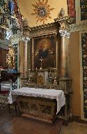 Ensemble des autels de la Vierge et de saint Joseph : autel tombeau, gradin d'autel, tabernacle, retable architecturé (autels latéraux)