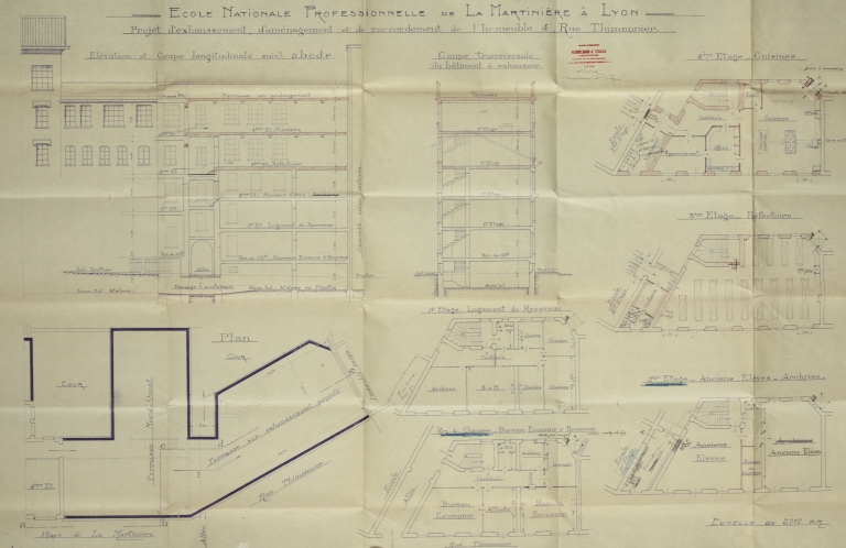 Couvent des Augustins, puis gendarmerie, puis école professionnelle La Martinière, actuellement lycée La Martinière-Diderot, site des Terreaux