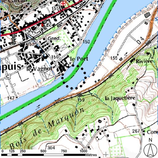 Ensemble des bacs à traille du port d'Ampuis (disparus)