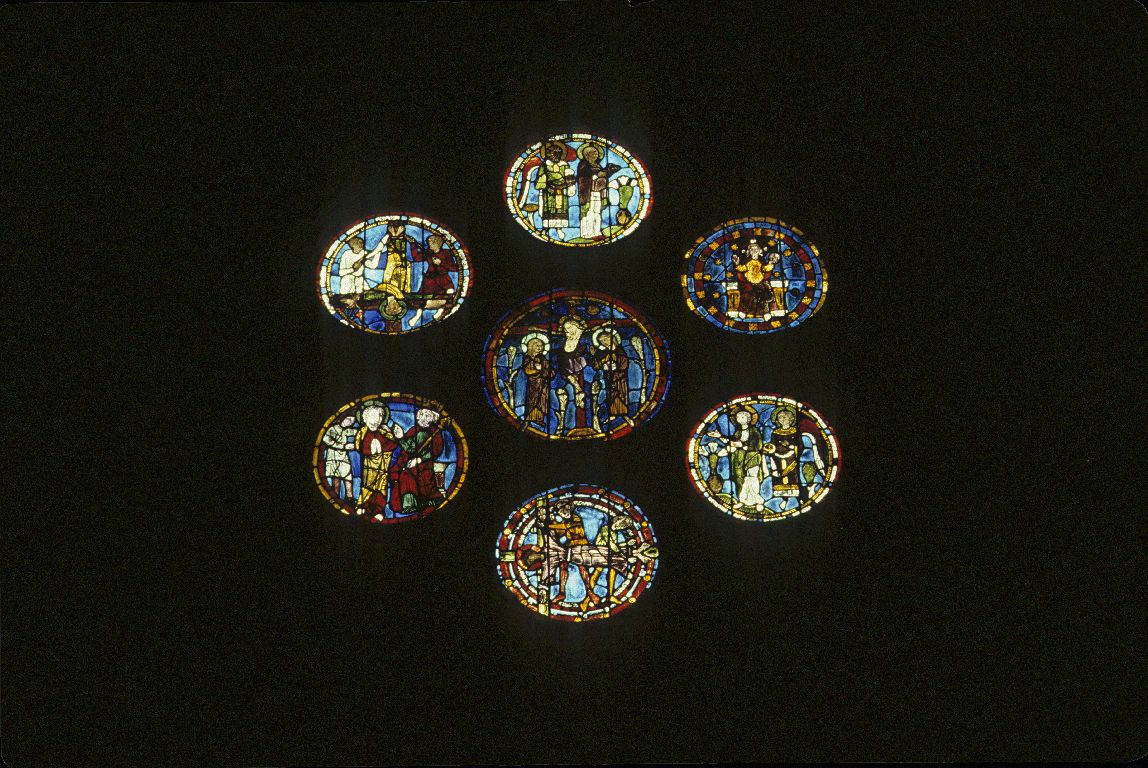 Verrière : scènes de la vie de saint Pierre (baie 7), verrière figurée