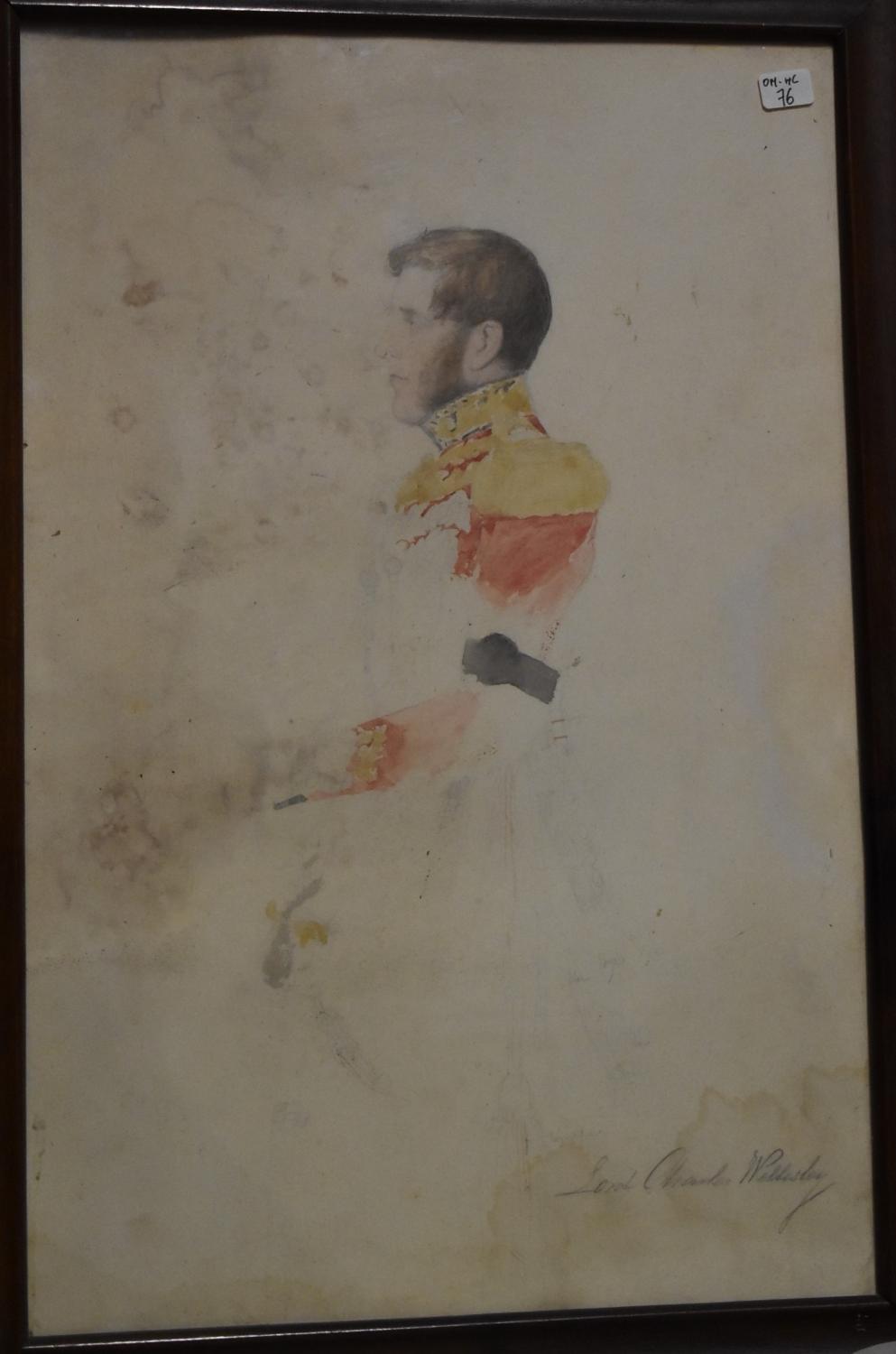 Dessin aquarellé de Jean Alaux - Étude pour le portrait de Lord Charles Wellesley