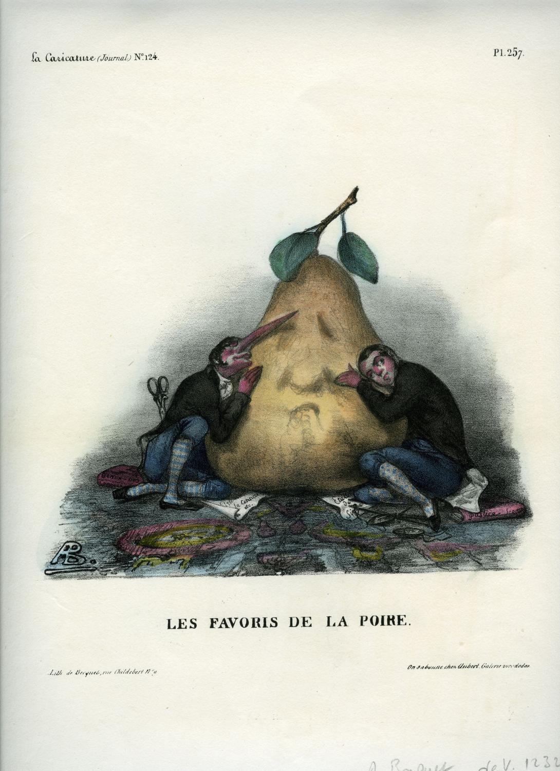 Caricature d'Auguste Bouquet (1833) - " Les favoris de la Poire "