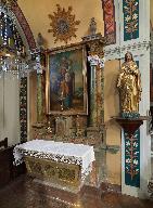 Ensemble de deux statures : le Sacré-Coeur ; la Vierge et l'Enfant Jésus au Sacré-Coeur
