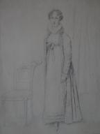 Dessin - Portrait en pied d'une jeune femme