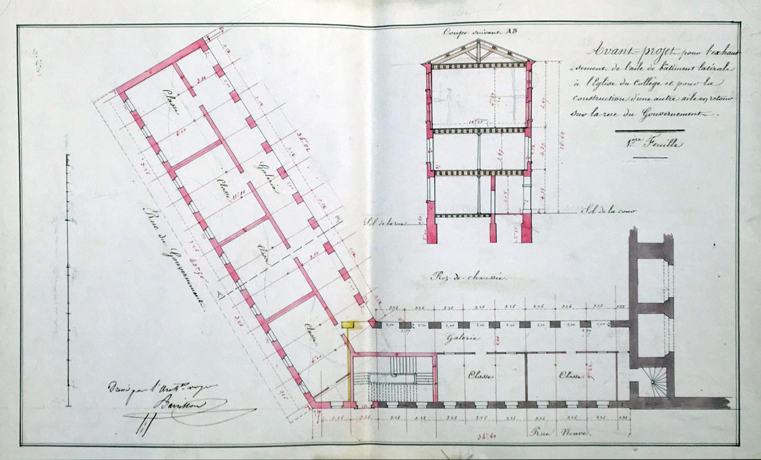 Collège de jésuites, dit Royal-Dauphin, puis école centrale, lycée impérial, collège royal, lycée de jeunes filles, actuellement cité scolaire Stendhal