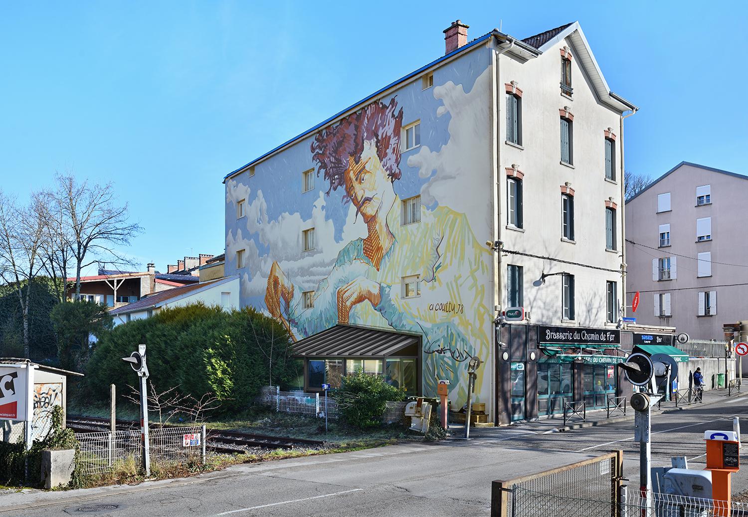 Peinture monumentale "Le chef d'orchestre" d'Alain Coutty (1978).