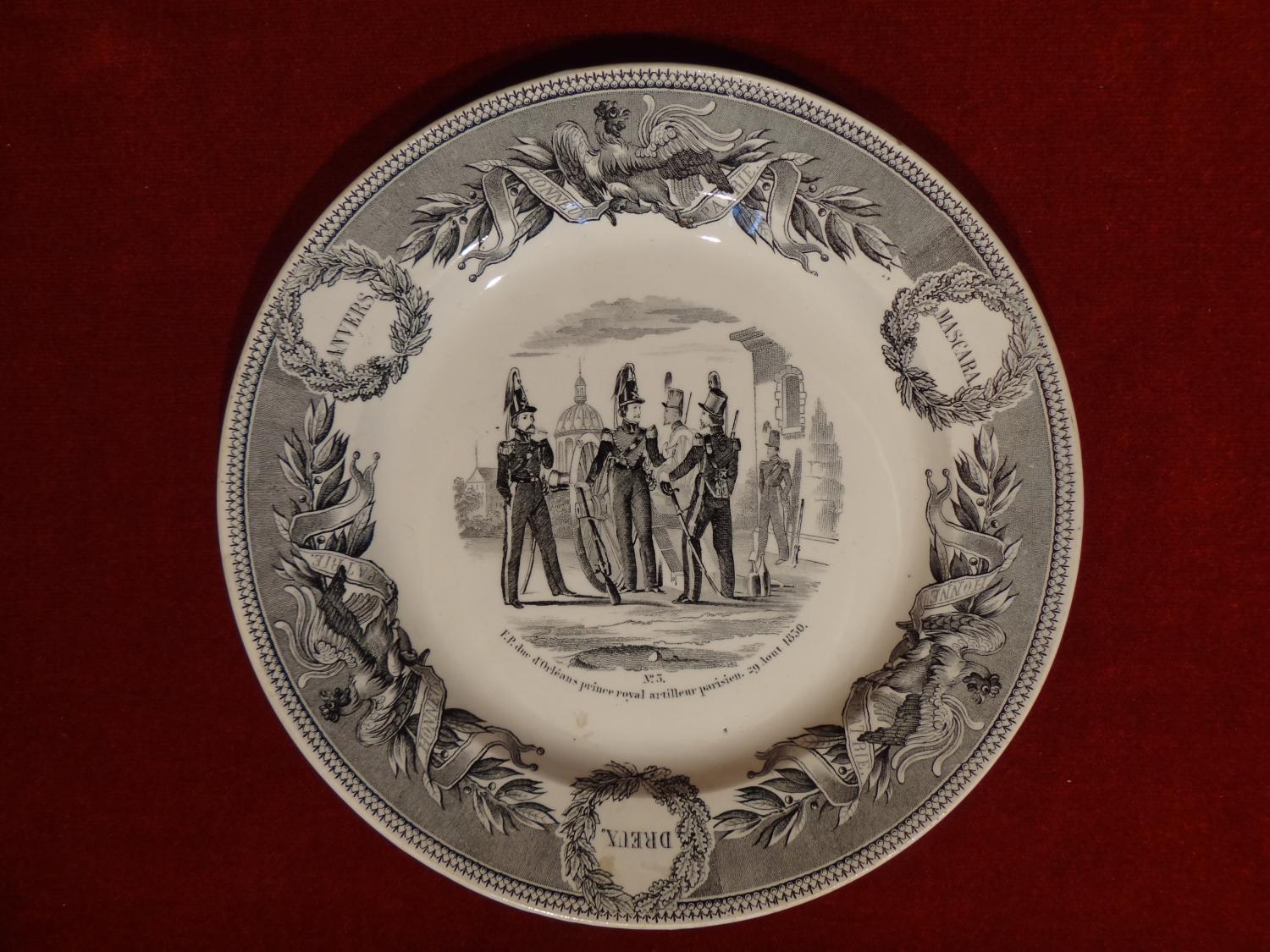 Assiette historiée Creil-Montereau - La vie de Ferdinand-Philippe duc d'Orléans, N° 3