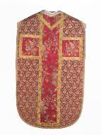 chasuble, étole, voile de calice, bourse de corporal : ornement rouge n°1