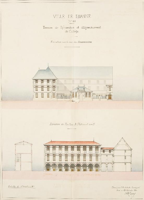 Manoir de Chènevoux, puis collège de jésuites, puis école centrale, puis lycée de garçons, actuellement lycée d'enseignement secondaire Jean-Puy